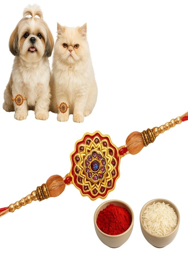 ويستيرن إرا راخي أنيق للحيوانات الأليفة من العصر الغربي للكلاب والقطط | رولي تشاول | هدية راكشا باندهان مصنوعة يدويًا لأخيك ذي الفراء | الحب والتقاليد والترابط | راخي بتصميم مميز | احتفل بالحب الرائع (النمط 31) - Image 1